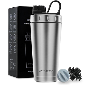 ステンレススポーツプロテインシェーカー水筒漏れ防止ふた付き真空断熱20/24oz環境に優しいジムシェーカーカップ - Product Image 1