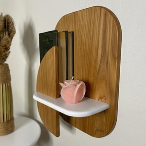 Estantes Flotantes Redondos <span class=keywords><strong>para</strong></span> Decoración del Hogar, <span class=keywords><strong>Estante</strong></span> de Pared de Madera en Forma de Medio Círculo, Estantería Contemporánea, Estantes <span class=keywords><strong>para</strong></span> Libros, Almacenamiento y Exhibición - Product Image 3