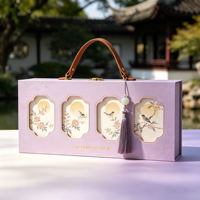 Coffret Cadeau de Gâteaux de Lune du Festival de la Mi-Automne Durable avec Poignée en Cuir, Emballage en Papier Premium, Vente en Gros Personnalisée