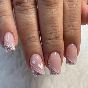 Lot de 24 faux ongles en acrylique de qualité supérieure, forme amande française, à presser, avec colle, prix abordable - Product Image 4