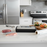 Scelleuse sous vide alimentaire à rouleaux pour sacs, avec écran LED et fonction de réglage de la date, optionnelle -80Kpa, pour boîtes à steak