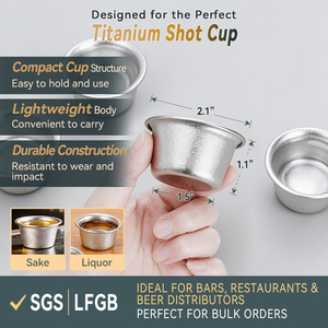 Vaso <span class=keywords><strong>de</strong></span> titanio puro robusto <span class=keywords><strong>para</strong></span> licor <span class=keywords><strong>de</strong></span> sake, compacto, resistente a impactos, ligero, <span class=keywords><strong>para</strong></span> distribuidores <span class=keywords><strong>de</strong></span> cerveza en bares, pedidos al por mayor - Product Image 2