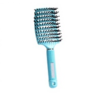 Brosse à cheveux démêlante à poils de sanglier, à poignée texturée antidérapante, courbée pour le contour du cuir chevelu, ventilée, pour un séchage rapide et un style salon