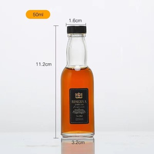Bouteilles en verre transparent de 50ml d'approvisionnement d'usine avec des bouteilles de distribution d'étanchéité de bouchon de couronne pour la bière de whisky de vin - Product Image 2