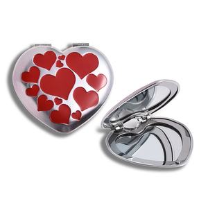 Promotional Gift Custom Logo Lady Pocket Heart Shape Mini <b>Compact</b> Unbreakable Makeup <b>Mirror</b> - Product Image 1