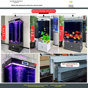 Ultra helder glazen verticaal <span class=keywords><strong>aquarium</strong></span> voor woonkamer, thuisgebruik, vloer-/wandmontage, geen waterwisseling nodig, goudviskom te koop - Product Image 4