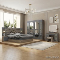 Ensemble de chambre à coucher moderne en MDF et bois, lit double king size, mobilier de maison simple et moderne, vente en gros à prix abordable