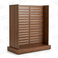 Système de merchandising Kainice en bois lamellé sur mesure, panier métallique de rangement, présentoir au sol, support pour bougies parfumées