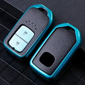 Free sample 2019 New 5 buttons Leather Car Key Cover Remote Case Fob for Honda Civic Accord CR-V Pilot Fit Key Covers for Honda