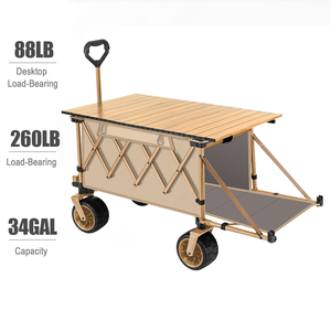 Carro pieghevole pieghevole con il tavolo, vagoni da spiaggia utilitari pesanti con il portellone aperto e le ruote di tutti i terreni per il campeggio - Product Image 4