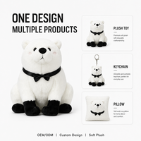 Boneka Beruang Kutub Kustom Langsung dari Pabrik, Berdasarkan Desain OEM ODM, Boneka Karakter Isi Dakron untuk Merek IP Asli