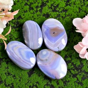 Pierre de palmier sculptée en agate bleue rayée de haute qualité, impression numérique, tendance mode, décoration intérieure, cadeaux de fêtes, vente en gros - Product Image 1