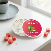 Poudre de boisson énergisante à la L-Théanine - Marque privée, saveur pastèque, sachet énergétique rapide, soutien pour la concentration et la vigilance