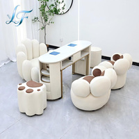 Ensemble table et chaise de manucure personnalisé pour influenceurs, style nordique, en marbre, table de maquillage et de nail art, table de nail art dédiée
