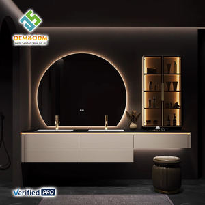 Juerte set wastafel ganda cerdas OEM 2025, Meja kabinet Panel cermin keran wastafel batu Vanity kamar mandi - Product Image 2