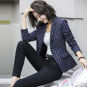 高品質オフィスウェアスーツブレザーチェック柄レディースフォーマルパンツスーツ女性ブレザーセット - Product Image 5