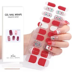 Atacado Semi Cured Gel Nail Wraps Com Sun Mini Lâmpada Adesivos Para Curar UV Gel Nail Sticker