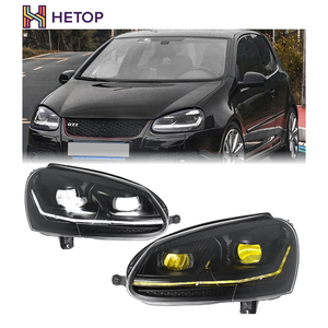 Faros Delanteros HETOP Golf 5 2003-2010, Actualización LED DRL, Estilo Ojo de Demonio Dorado, Lámpara Delantera Modificada, Accesorios para Automóviles VW - Product Image 1