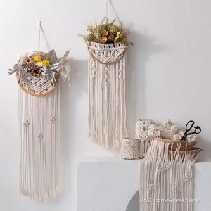 <span class=keywords><strong>Tapiz</strong></span> redondo de maceta tejido a mano, macramé, arte colgante de pared, artesanías bohemias tejidas para decoración de habitación, sala de estar - Product Image 4