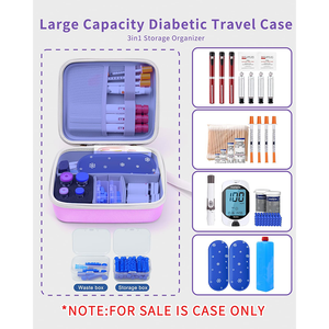 <strong>Diabetic</strong> Supplies Travel Case, Portable Diabetes Organizer for Glucose <strong>Meter</strong>, Blood Sugar <strong>Test</strong> <strong>Strips</strong> Kit, Insulin Pens, Vials - Product Image 5
