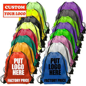 شعار مخصص للماء النايلون البوليستر 210D تعزيز صالة الألعاب الرياضية الرباط حقائب الظهر سلسلة رسم أسود أكياس النايلون الرياضية شعار الجيب - Product Image 1