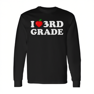 Camiseta de manga larga para profesores de regreso a la escuela con diseño de corazón de I Love 3rd Grade - Product Image 2