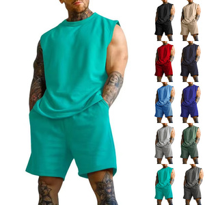 Bán Buôn Người Đàn Ông Của Thoáng Khí Jogger Quần Short Bộ Giải Trí Thể Thao Phong Cách Chạy Đào Tạo Màu Rắn Không Tay Phòng Tập Thể Dục Tập Thể Dục - Product Image 6