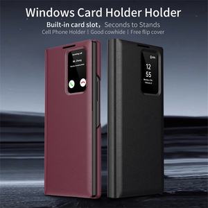 Étui à rabat en cuir PU intelligent de luxe avec fentes pour cartes pour <span class=keywords><strong>Samsung</strong></span> <span class=keywords><strong>Galaxy</strong></span> Z Fold 7 6 5 4 3 / Z TriFold Smart Sleep Window <span class=keywords><strong>Book</strong></span> Cover - Product Image 2