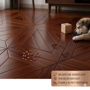 Échantillon Gratuit <span class=keywords><strong>Parquet</strong></span> Chinois Neuf en Padauk Artisanat Géométrique de Précision Luxe Rétro Bois Ingénierie 450x450mm Résistant à l'Usure - Product Image 4