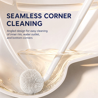 Brosse de nettoyage BOOMJOY avec manche allongé et design anti-éclaboussures pour l'élimination des taches sur le rebord des toilettes et les interstices du sol