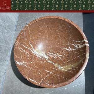 Lavabo de Mármol Rojo <span class=keywords><strong>Coral</strong></span> GOLDKING, Lavabo Redondo de Piedra para Baño, Pulido, Personalizado, OEM, Lavabo de Lujo - Product Image 4