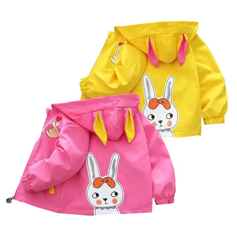 Spring Thin Kids Rabbit Wind breaker Mädchen jacke Fancy Cotton Kleinkind Mädchen Kleidung 4-5 Jahre für süße Baby jacken & Out wears