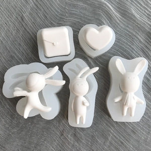 Cetakan silikon buatan tangan kelinci kartun baru untuk lilin kue Aromaterapi Kristal Dropping Gel gula gipsum dikemas dalam tas - Product Image 1