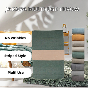 Jarapa Home Made Love - Manta Multiusos a Rayas para Cama y Sofá, Blanca y Verde, 230x280cm, Duradera, Resistente a las Arrugas, Moderna - Product Image 3