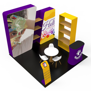 Xách tay 10x10ft khung nhôm gian hàng triển lãm căng thẳng vải 3D <span class=keywords><strong>backwall</strong></span> hiển thị đứng quảng cáo thẳng biểu ngữ - Product Image 4