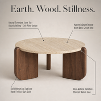 Table basse ronde en pierre frittée pour salon, petite table à thé minimaliste, mobilier de maison, table basse à pieds en bois massif pour balcon