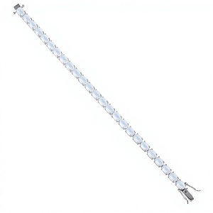 Luxury Handmade Oval Moonstone <b>Bracelet</b> in 925 Sterling Silver Rhodium Plated for Unisex - Product Image 3