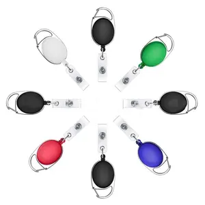 Forma Oval Easy-pull Metal Back Clip Retrátil Keychain Badge Reel Holder