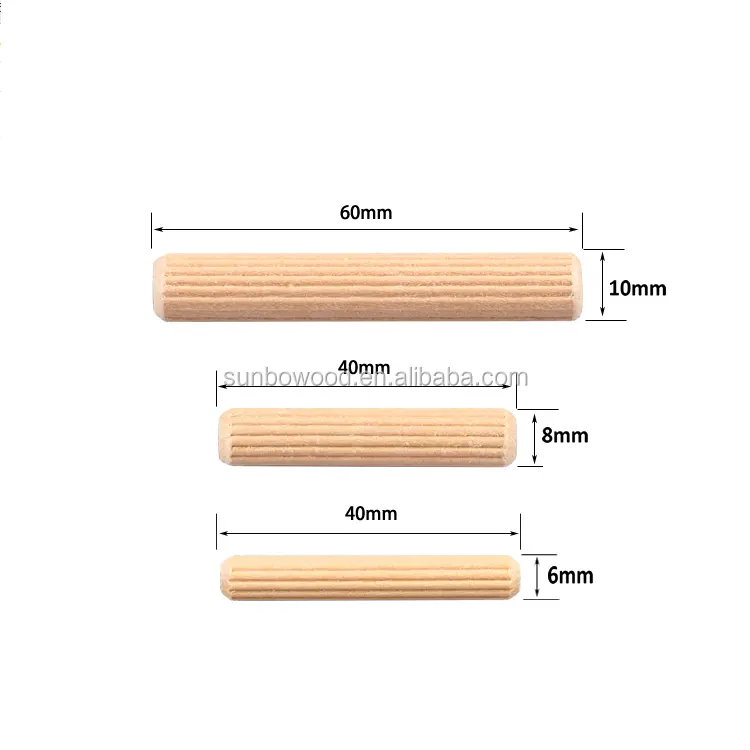 Commercio all'ingrosso di legno tassello uso per il collegamento di mobili tenon comune di tassello in legno di faggio perni di tassello