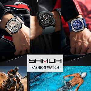 SANDA 5101 นาฬิกาดิจิตอลหน้าปัดสี่เหลี่ยม, นาฬิกาข้อมือสำหรับเล่นกีฬาธุรกิจอเนกประสงค์กันน้ำพร้อมโครโนกราฟและเรืองแสง - Product Image 6