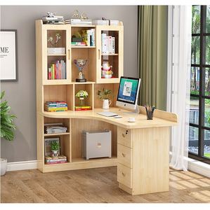 AILICHEN <span class=keywords><strong>Scrivania</strong></span> in Legno Massello con Libreria Integrata, <span class=keywords><strong>Scrivania</strong></span> per Studio Bambini, <span class=keywords><strong>Scrivania</strong></span> ad Angolo Integrata per Computer - Product Image 6