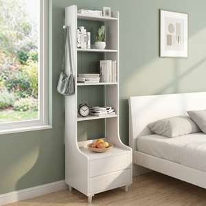 Modern White <b>Corner</b> Bookshelf 5-Tier With Back Panel Space Saving <b>Storage</b> <b>Unit</b> For Bedroom Home Furniture - Product Image 3