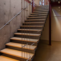 Escalier droit de villa haut de gamme, marches en bois, structure métallique, escalier flottant, design personnalisé 5