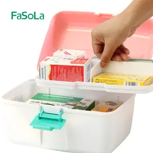 Caja de almacenamiento de plástico para medicina del hogar, botiquín médico con mango, kit de primeros auxilios portátil para el hogar