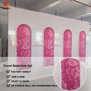 Arco de escenario con diseño de mármol rosa elegante y suave, decoración de fondo para bodas, soporte para arco decorativo para eventos. - Product Image 2