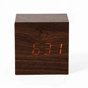 Новое поступление, деревянные светодиодные будильники, электронные часы с температурным управлением, цифровой светодиодный дисплей, настольные часы с календарем
