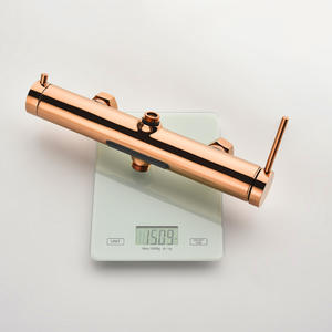 Juego de Baño Minimalista Vimijia para Montar en la Pared, Exclusivo Transfronterizo, Dorado Rosa, Grifo con Rociador Superior en Cascada de Agua Fría y Caliente - Product Image 4