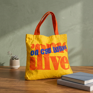 Sac fourre-tout en coton imprimé sur mesure avec graphisme typographique audacieux |   Sac de courses réutilisable en toile avec longues poignées |   Sac décontracté - Product Image 5