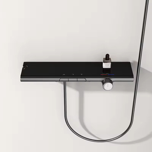 Diseño de lujo 3 funciones expuestas de gran tamaño Panel de sujeción Baño de gama alta Mezclador de ducha oculto de latón con termostato - Product Image 3