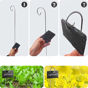 Пользовательские декоративные садовые маркеры из шиферного камня, ярлык из шифера, ярлык для растений с подвесной колбой из нержавеющей стали - Product Image 3